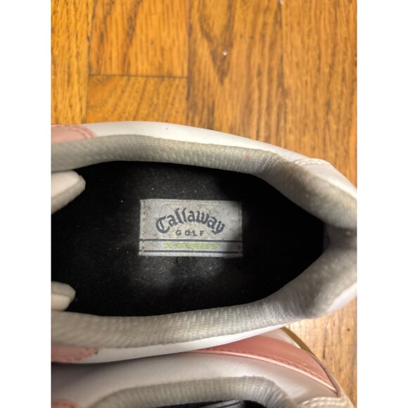 Callaway Womens Golf Shoes Size 8Pink & White Leather Lace-Up - Picture 6 of 8